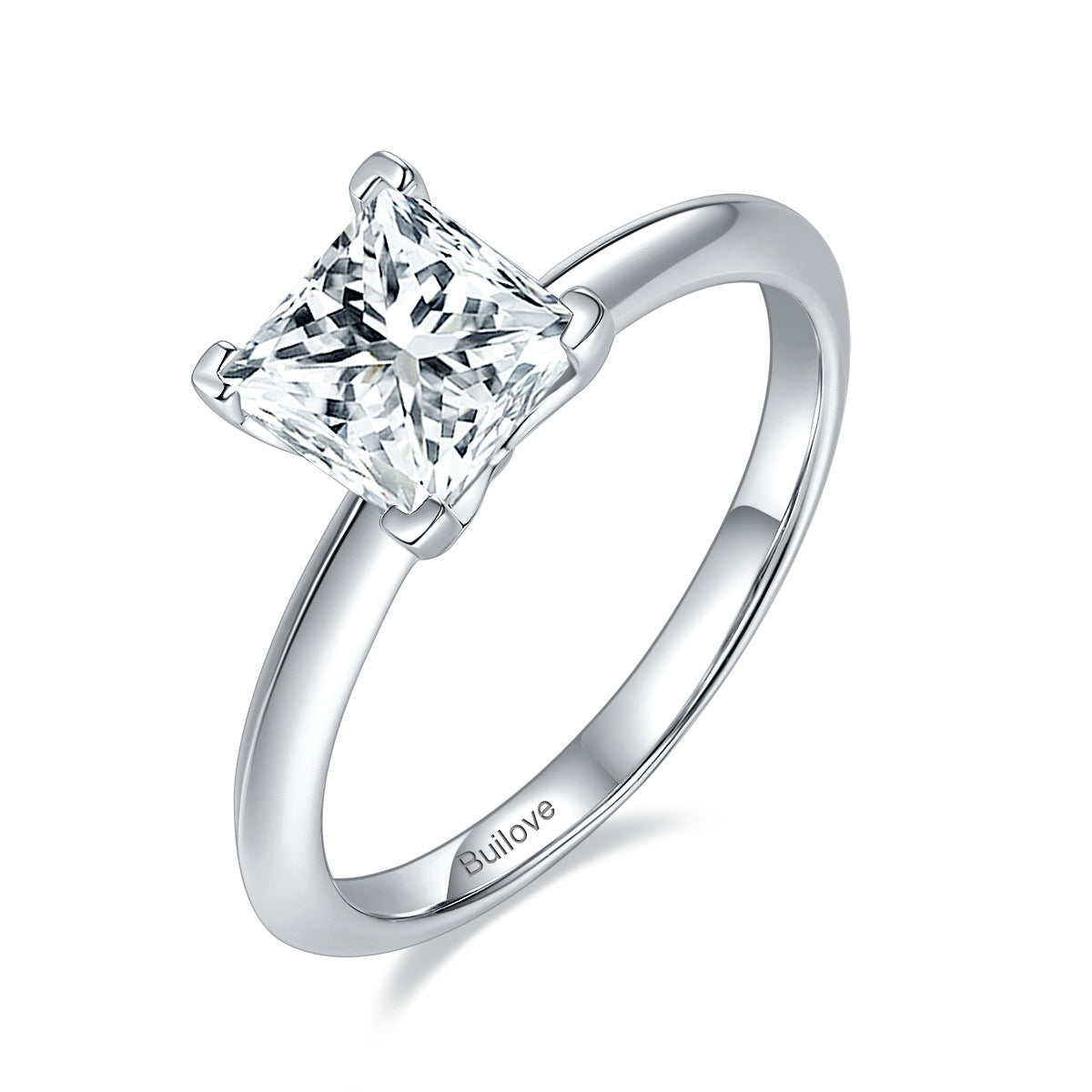 1.2CT Square Moissanite Ring  For Princess Customizable Exclusive Name