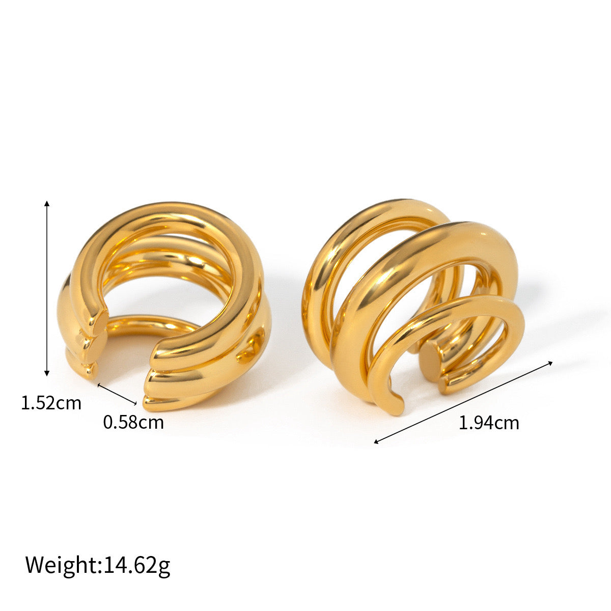 18k gold-plated clip earrings