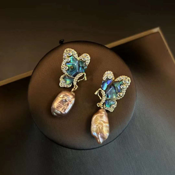 Vintage Butterfly Pearl Earrings