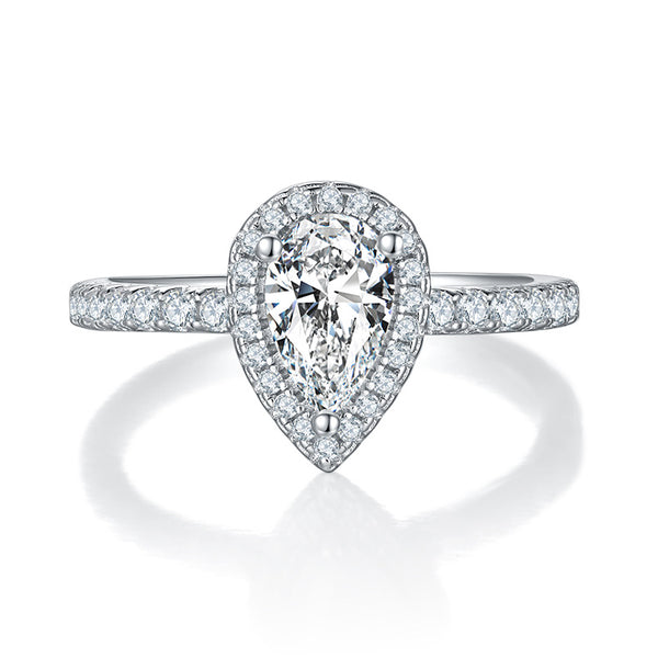 1.5CT Pear-shaped Mossanite Shiny Ring Customizable Exclusive Name