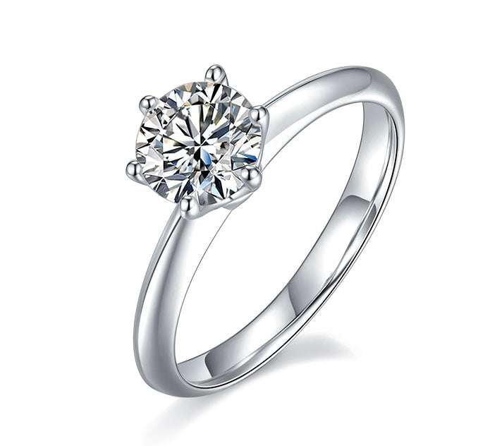 1CT 6-Prong Moissanite Ring Customizable Exclusive Name