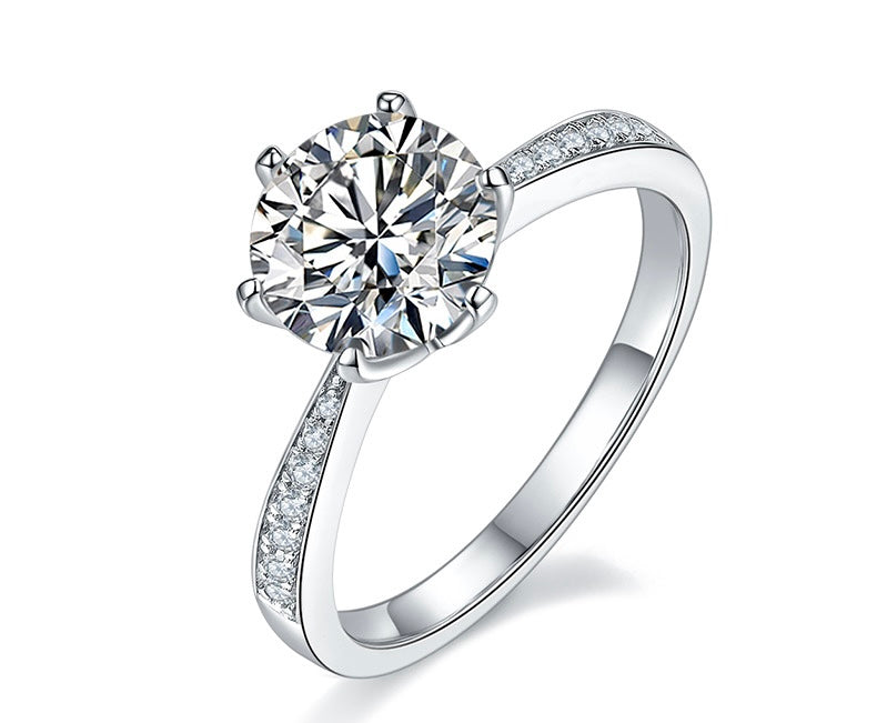 1/5CT 6-Prong Shiny Moissanite Ring Customizable Exclusive Name