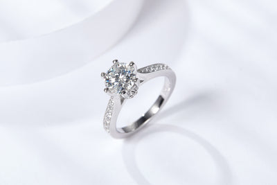 1/5CT 6-Prong Shiny Moissanite Ring Customizable Exclusive Name