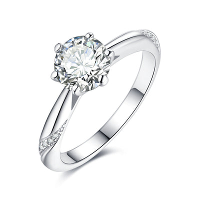 1/2CT Diamond Surround Moissanite Ring Customizable Exclusive Name