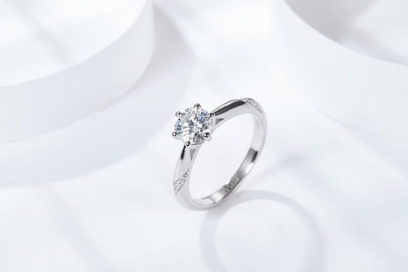 1/2CT Diamond Surround Moissanite Ring Customizable Exclusive Name