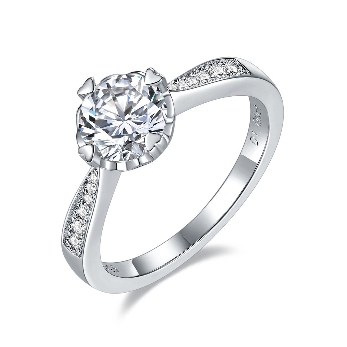 1CT Sparkling 4-Prong Moissanite Ring Customizable Exclusive Name