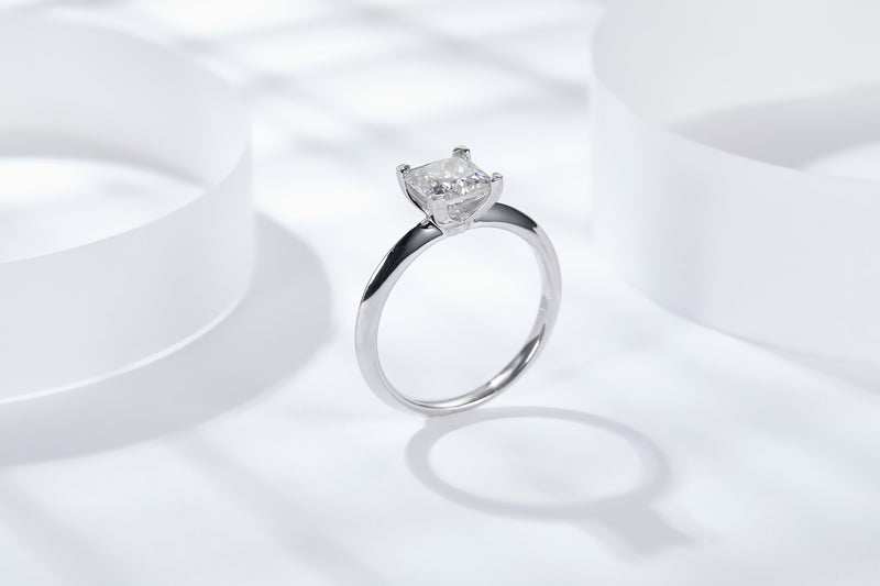 1.2CT Square Moissanite Ring  For Princess Customizable Exclusive Name